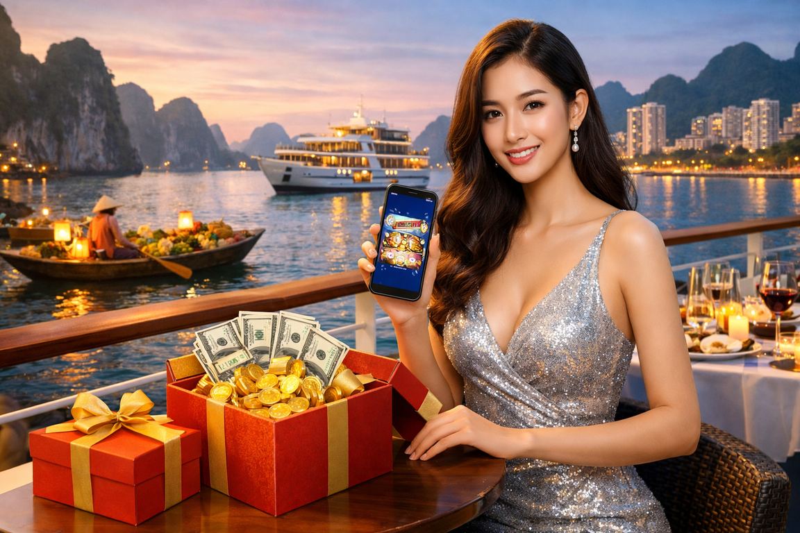 Người dùng trải nghiệm casino trên điện thoại tại Vịnh Hạ Long